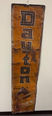 Scarce Dayton Thorobred Tires Metal Sign - Steel 1-Sided Measures 17'' x 70 1/2''