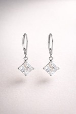 Cubic Zirconia Drop Dangle Earrings 925 Sterling Silver Leverback