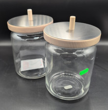 2 Barattoli Ermetici Vetro Con Coperchio Legno e acciaio inox (19x14cm ) set 2pz