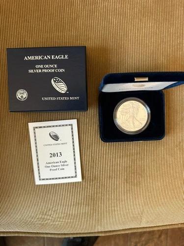 2013 W American Silver Eagle Proof Dollar Coin 1oz .999 Silver w/ OGP & COA