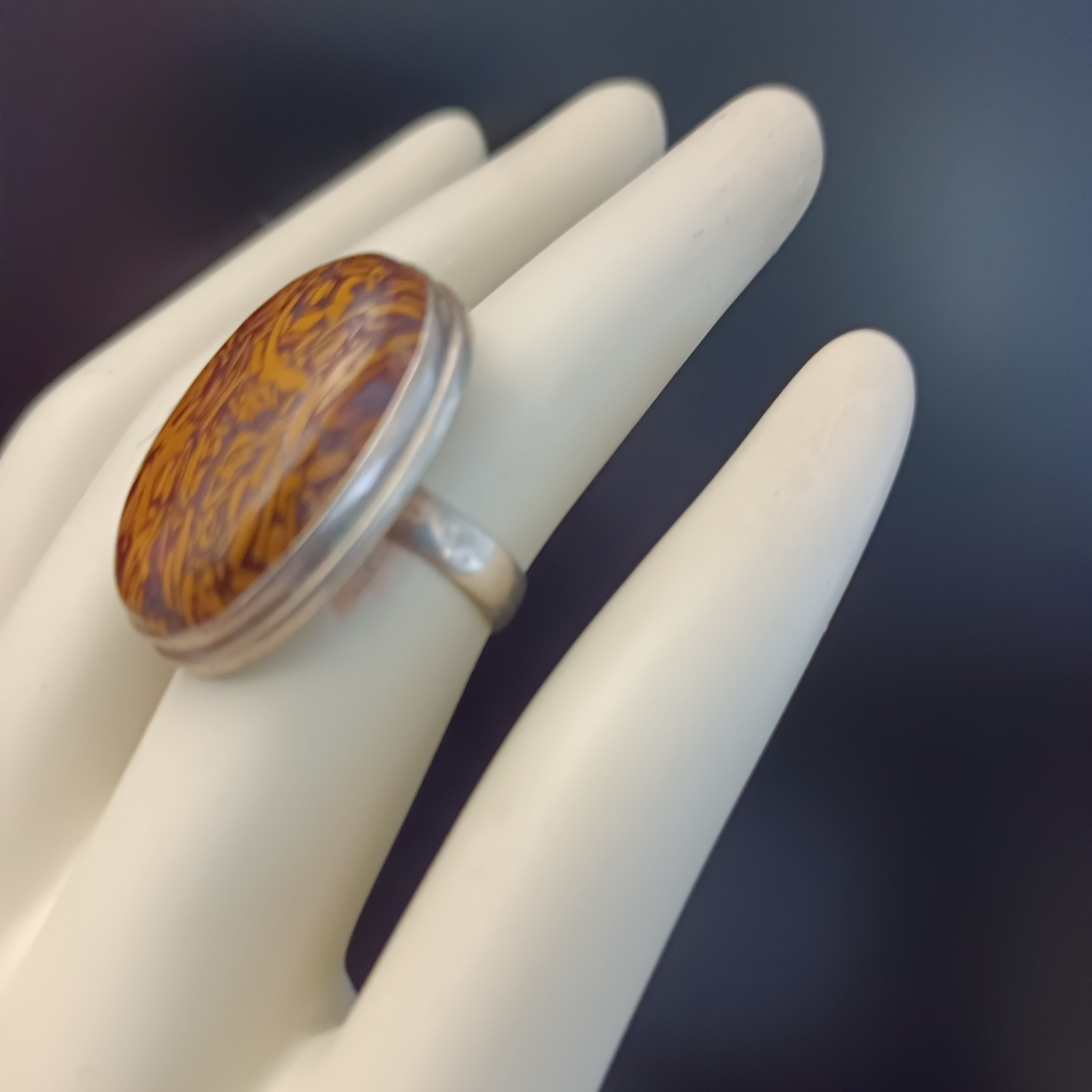 Sterling Silver Statement Ring Tested Stone Abstr… - image 14