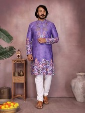 Indian Men  s Ethnic Kurta Pajama Set Wedding Wear Pakistani Sherwani Style Party