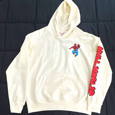 Marvel Spider-Man White Fleece Hoodie Cotton Blend Pockets Size M