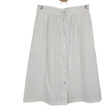 Vintage White Button Front Midi Skirt Minimalist Coastal Prairie Cottagecore S/M