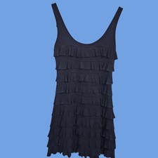 Express Womans Tank Dress Black Sleeveless Mini Ruffle Tiered Bodycon Size XS