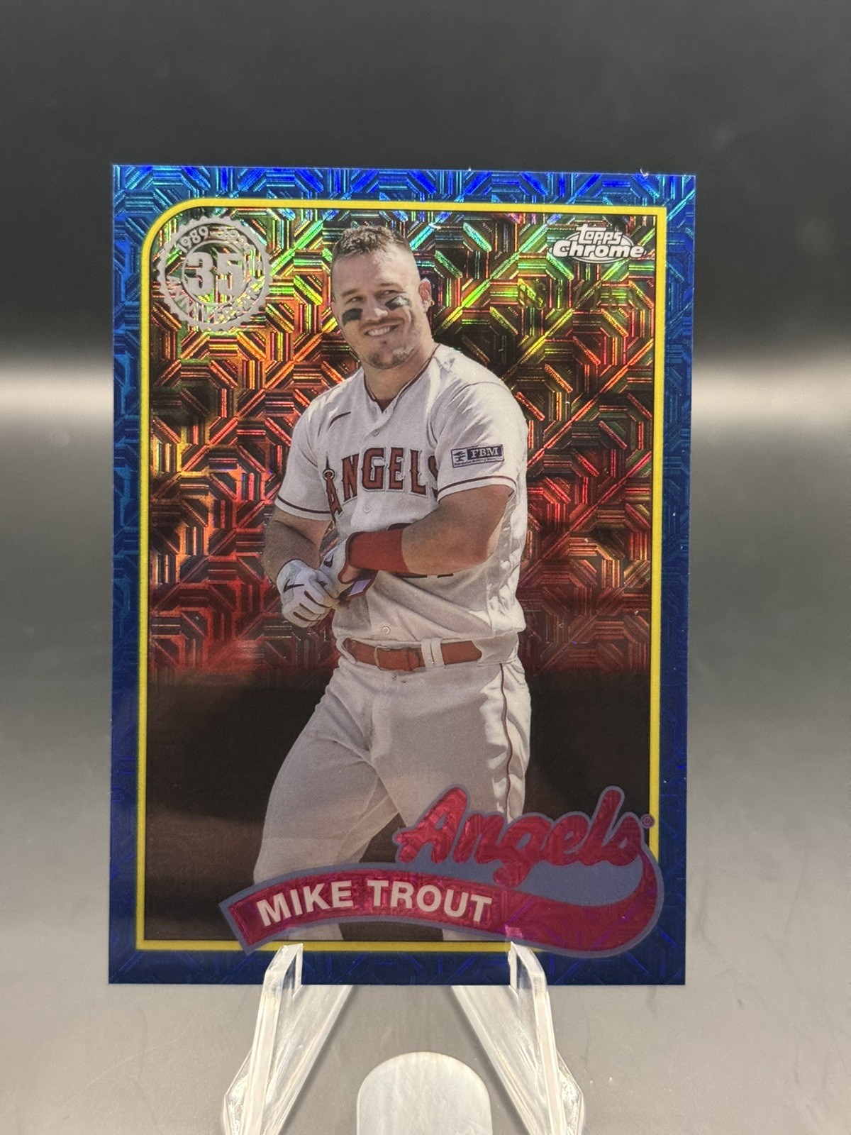 2024 Topps Series 2 Mike Trout 1989 Chrome Silver Pack Mojo Blue Refractor /150