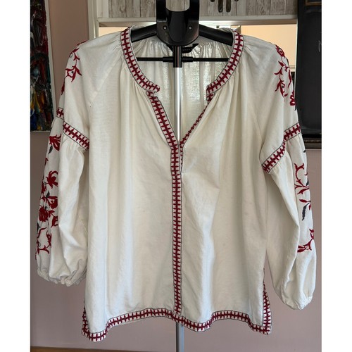Boho Embroidered Cotton Funky Peasant Folk Art Inspired Free Spirited Blouse