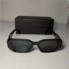 PRADA Men's Rectangle Sunglasses Black Plastic Frame  Lens Designer Style