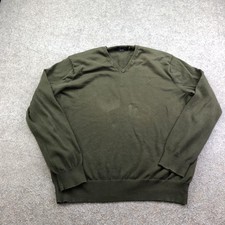 Polo Ralph Lauren Sweater Mens XL Green V Neck Pima Cotton Knit Pullover Logo