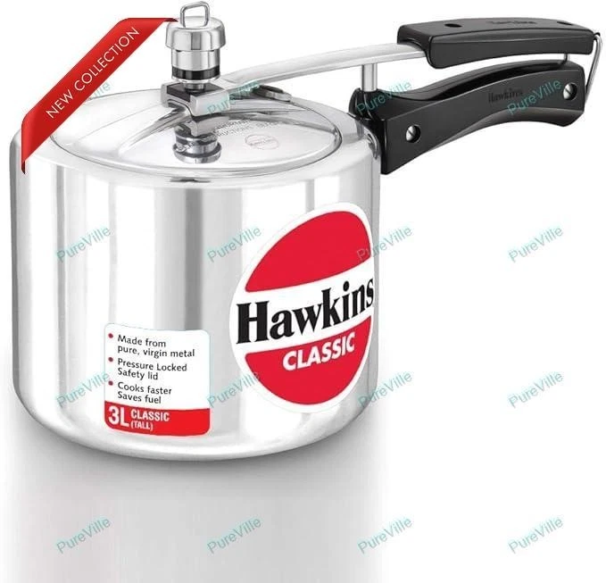Hawkins Aluminium 3 Litre Classic Pressure Cooker, Tall Design Inner Lid Cooker