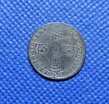 1696 C Sixpence William III British Silver Coin Chester Mint