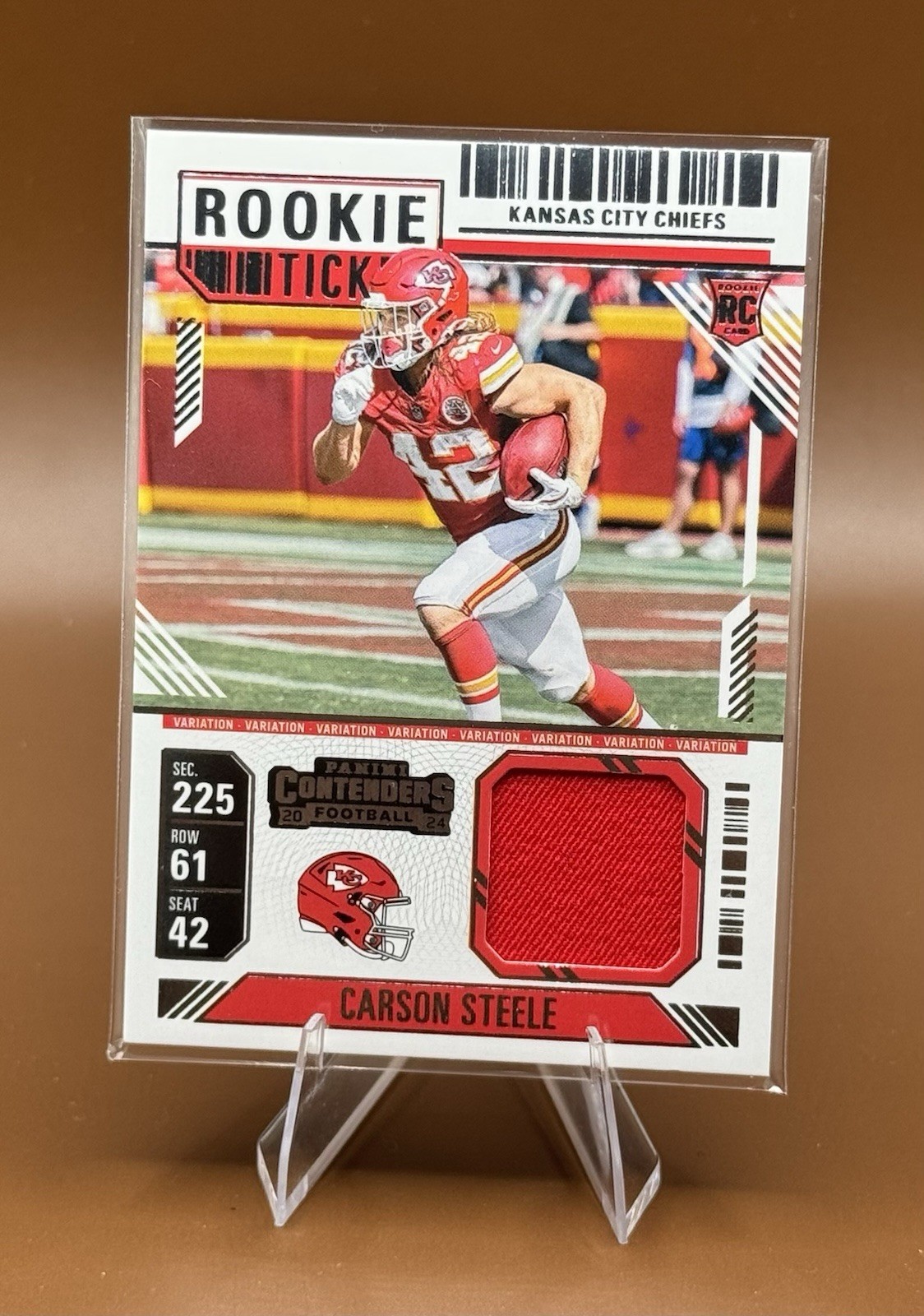 2024 Panini Contenders - Rookie Ticket Swatches Carson Steele #RTS-CSE (MEM, RC)