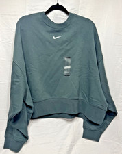 Nike Oversized Crewneck Sweatshirt Womens Large Green Swoosh Trendy NWT