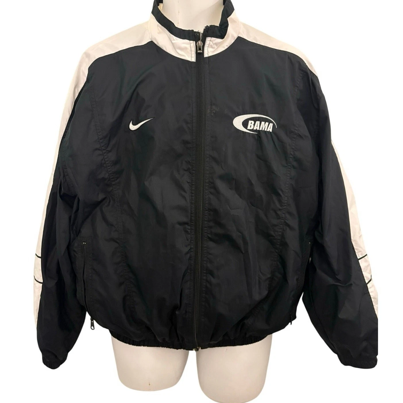 Vintage Nike Black and White Alabama Windbreaker Size Medium