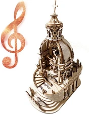 Wooden 3D Puzzle for Adults Music Box Mechanical Model Kits Wood DIY Crafts Kit 