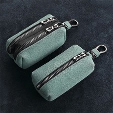 Suede Leather Keychain Wallet Zipper Key Holder Organizer Case  For Men Women