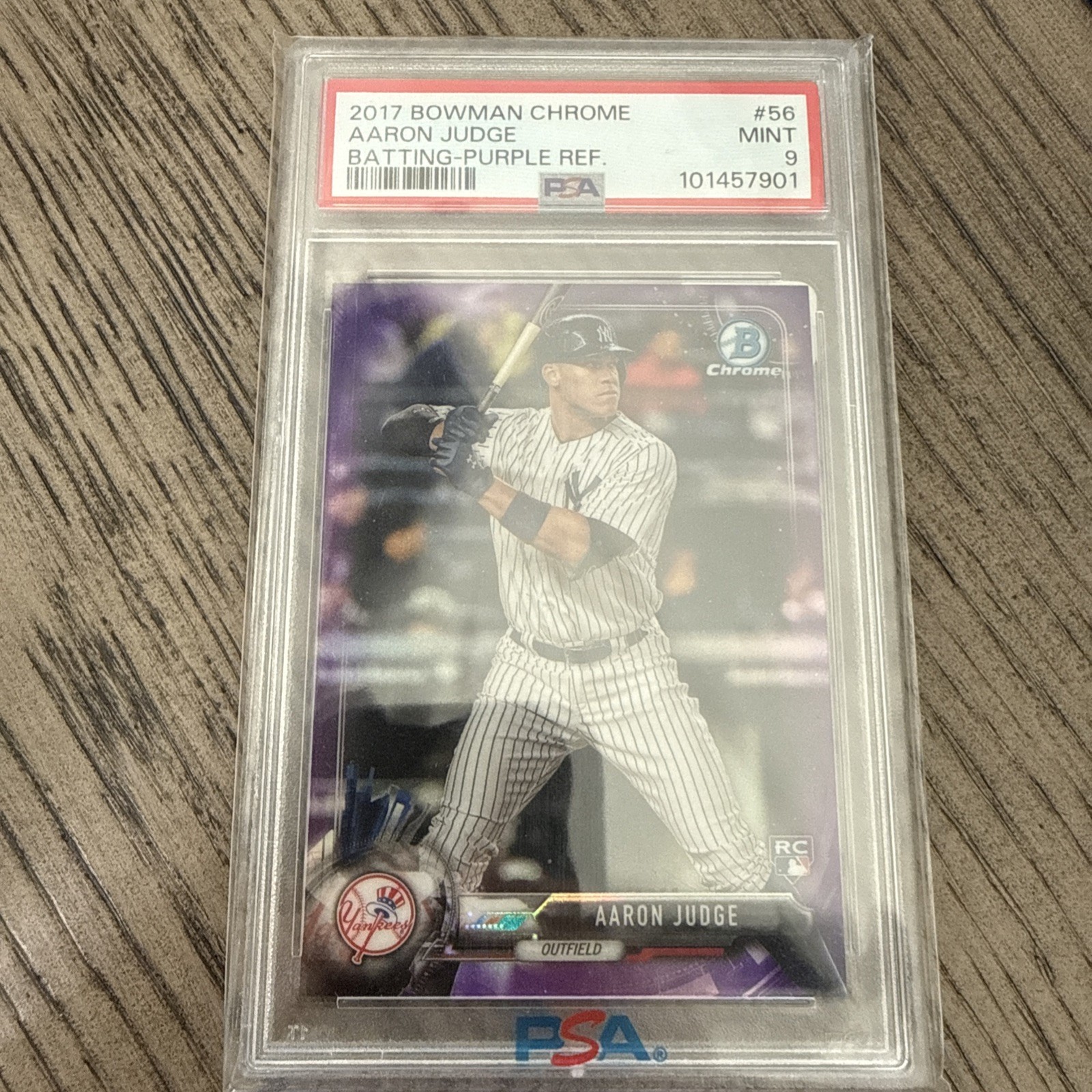 2017 Bowman Chrome Aaron Judge Rookie RC 56 Purple Refractor /250 PSA 9 MVP
