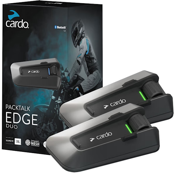 Cardo Packtalk Edge Motorcycle Mesh Bluetooth Intercom Dual Pack Pair