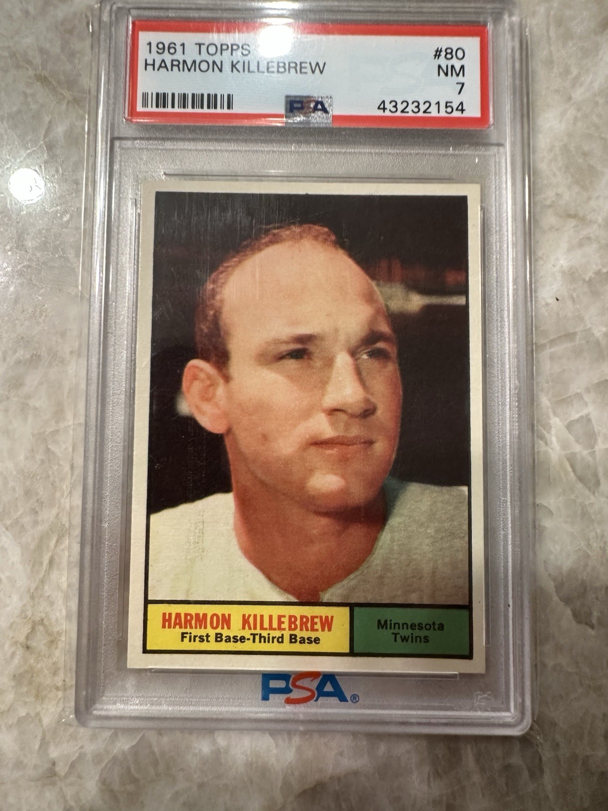 1961 Topps #80 Harmon Killebrew Twins HOF PSA 7 NM MLB Baseball Card Rare