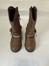 Rodeo Hoppers Girls' Brown Western Cowboy Boots with Chains  Glitter - Size 5M
