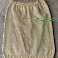 Cach Gold Metallic Cotton Rayon Lurex Knit Pencil Knee Skirt Pull On L VTG
