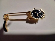 Black Cat with Swinging Tail Lapel Pin 2.75" EXCELLENT