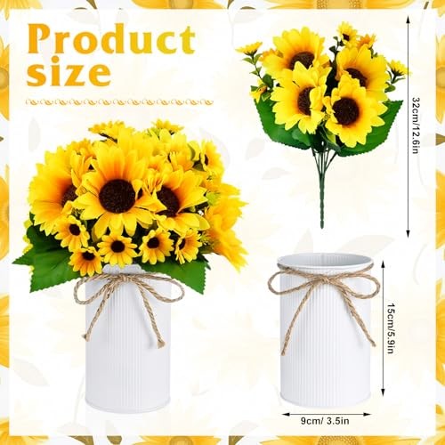 6 Sets Fake Centerpiece Table Decorations with 6 Pcs 6 Inch Large Sunflower