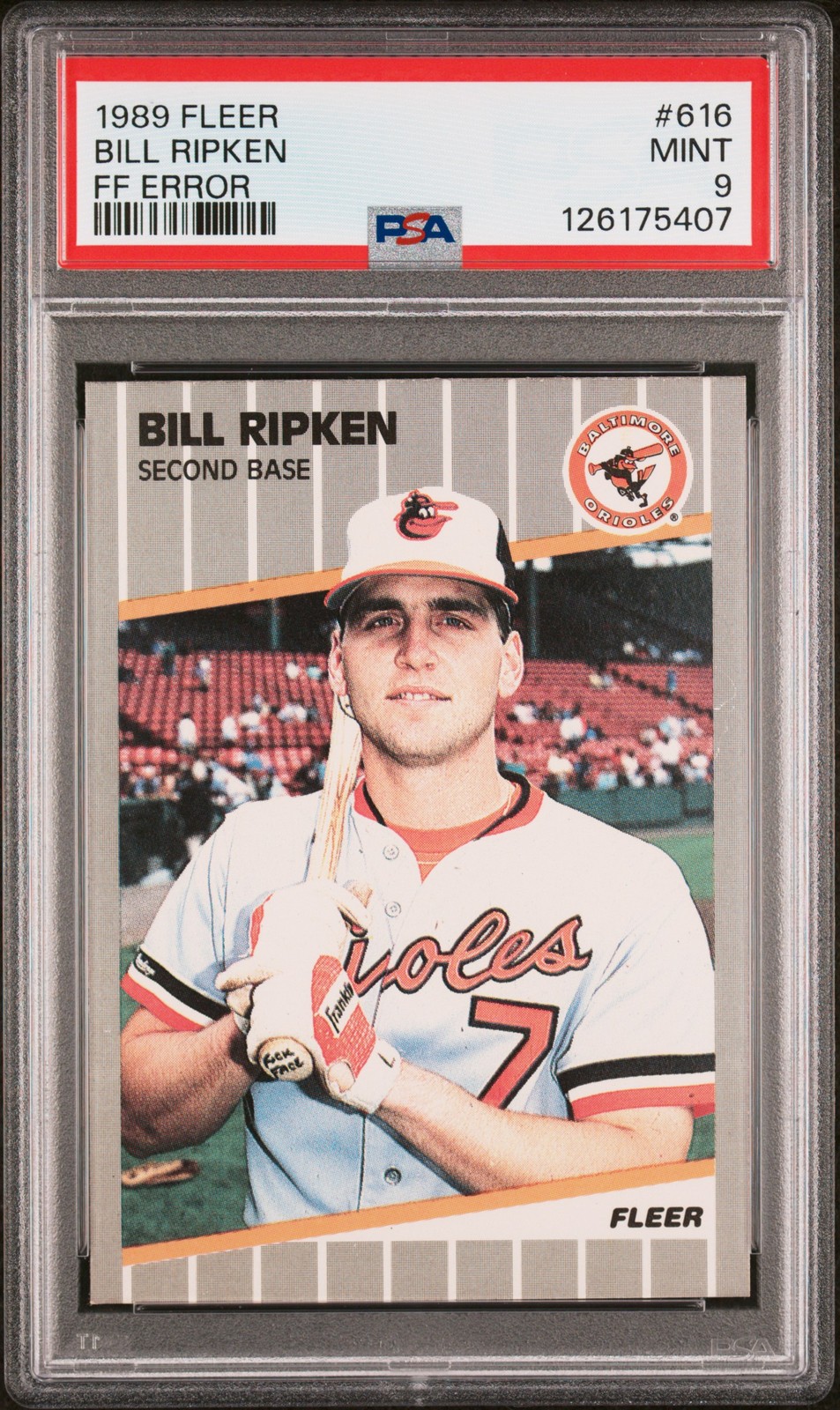 1989 FLEER FF ERR #616 BILL RIPKEN PSA 9