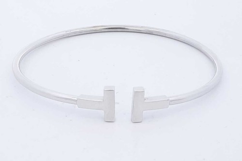 Tiffany & Co. 18k White Gold T Wire Bracelet 8.5 Grams Eb0826ixzde