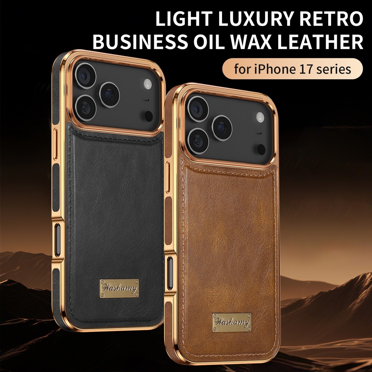 For Apple iPhone 17 Pro Max, Luxury Phone Case Retro Leather Armor