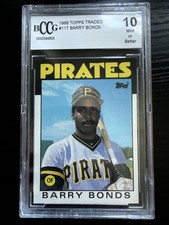1986 Topps Traded #11T Barry Bonds Rookie Card BGS BCCG 10 Mint+. rookie card picture