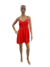 Express Women’s Size Medium Sleeves V Neck Solid Red Sun Dress