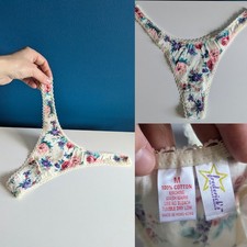 1990s Vintage Frederick's Of Hollywood 100 Cotton Thong Panties L/XL FLORAL