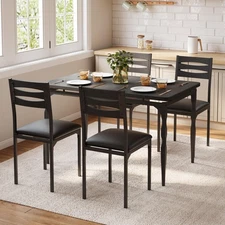 5 Piece Dining Table Set, Industrial Style Dining Table and Chairs Set for 4,...