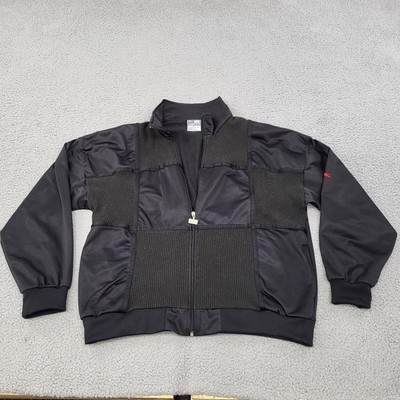 Slazenger Bomber Jacket Mens XL Black Ribbed Knit Embroidery Full Zip Pocket