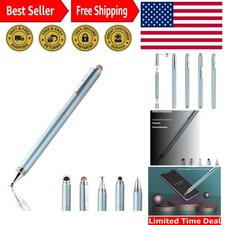 Portable Ice Blue Capacitive Stylus with Precision Disc and Ballpoint Function