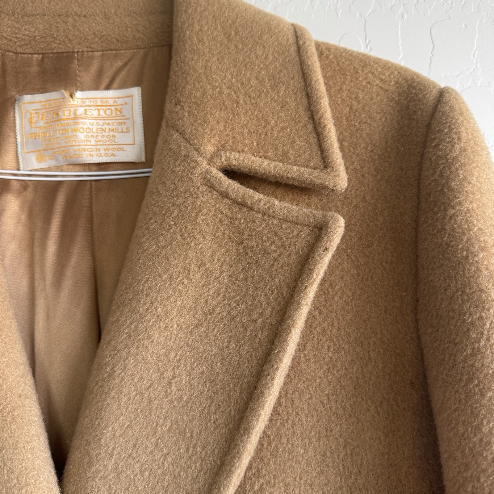 Pendleton 100% Virgin Wool Long Coat Camel Tan Do… - image 12