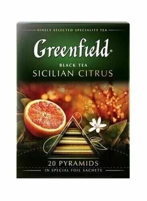Greenfield Black Tea Sicilian Citrus 20 Sachets 1.8g Free Shipping World wide