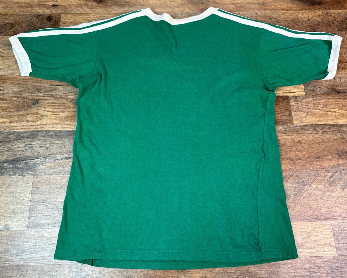 Vintage Adidas Striped V Neck T-Shirt Size Adult XL Green