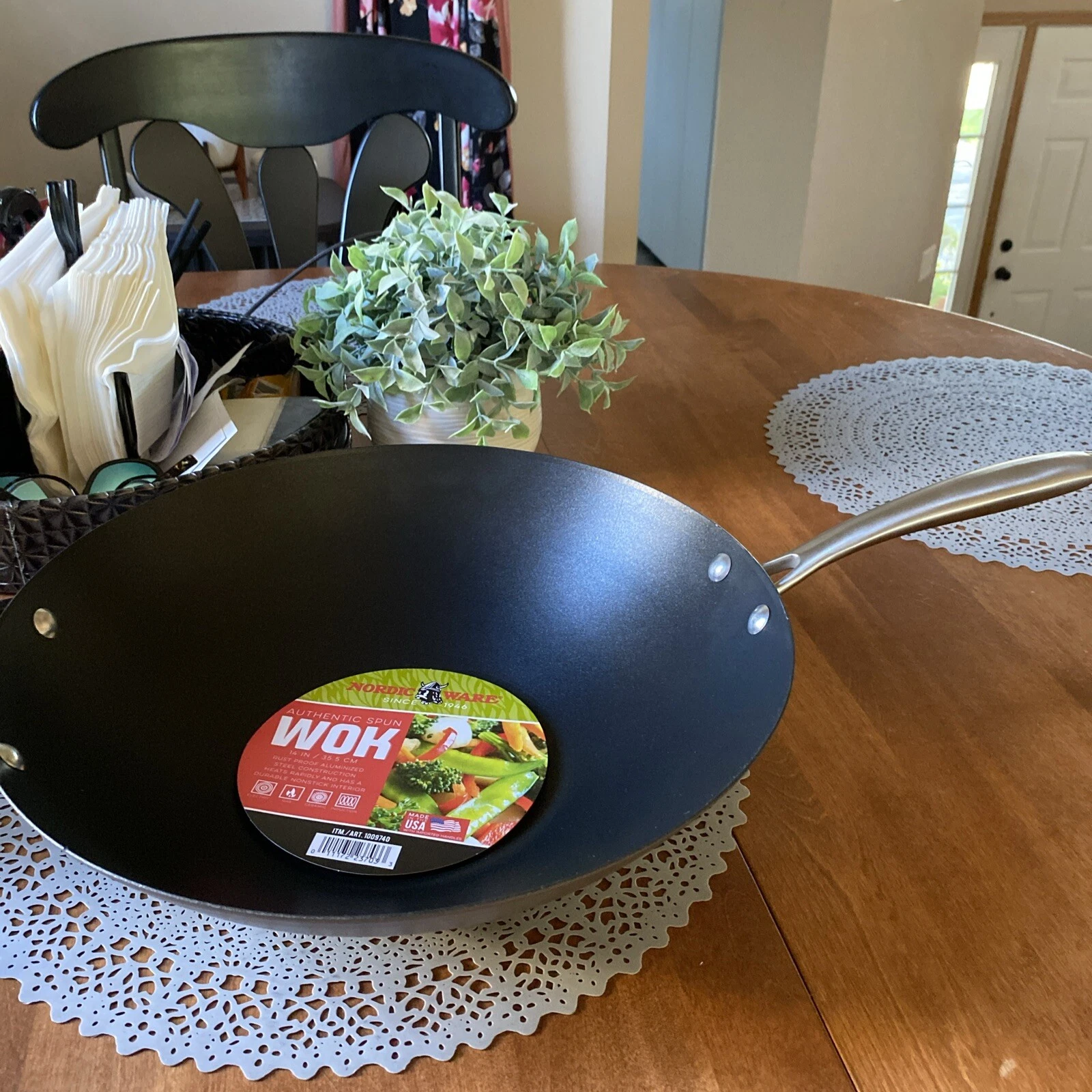 Nordic Ware, 14" Asian Authentic Spun Wok, Nonstick Steel