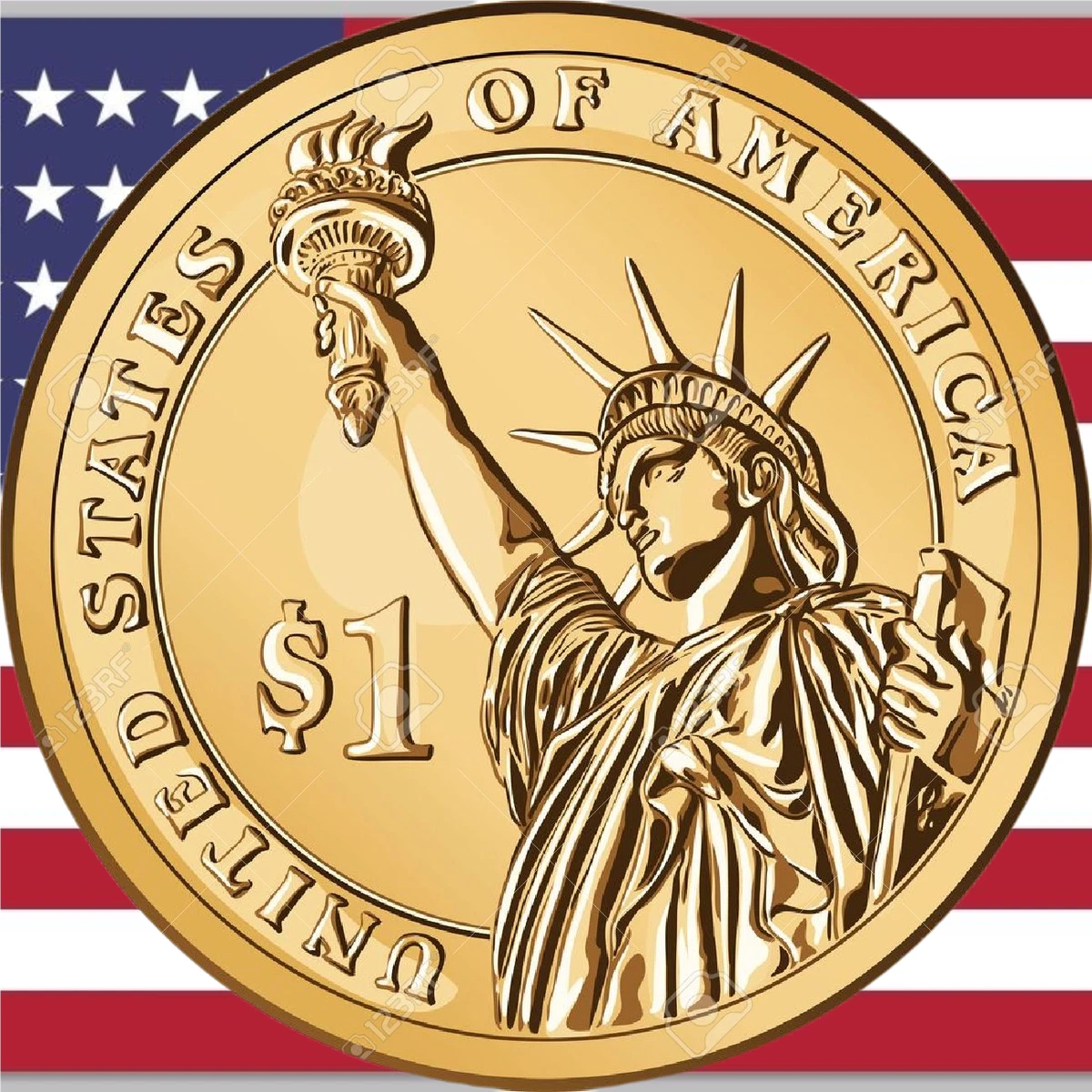 ONE US DOLLAR COIN ($1) US America One Dollar coin Presidential - FREE  SHIPPING