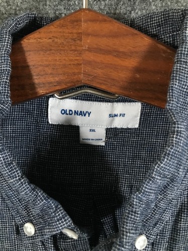 Old Navy Para Hombre Abotonable 2XL Azul/Gris Manga Corta Calce Ajustado Informal A Cuadros - Imagen 4 de 8