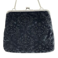VTG Marc Avane Shoulder Bag Black Damask Jacquard Mini Purse Studded Rhinestone