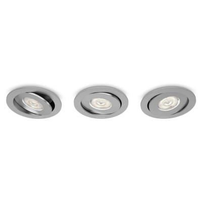 3 x Philips LED Einbauleuchten Asterope Alu 3 x 4,5W warmweiß schwenkbar dimmbar