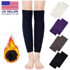 Women Lady Leg Warmers Winter Warm Long Boot Socks Cable Knit Knee High Leggings