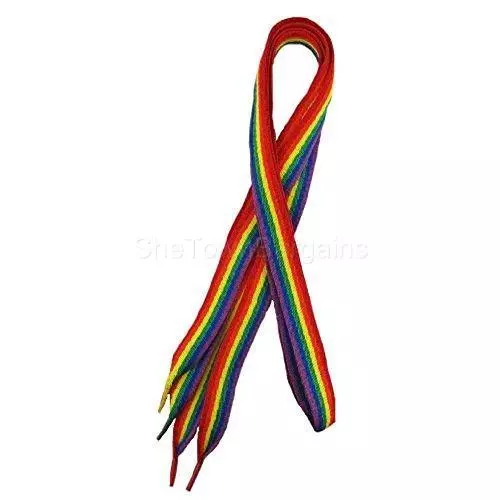 Gay Pride Rainbow Shoelaces 3 4 x 45 Inch Long Shoe Laces LGBTQ