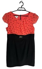 ALYX Limited Women's Short Sleeve Black  Orange Polka Dot Sheath Dress Size 18