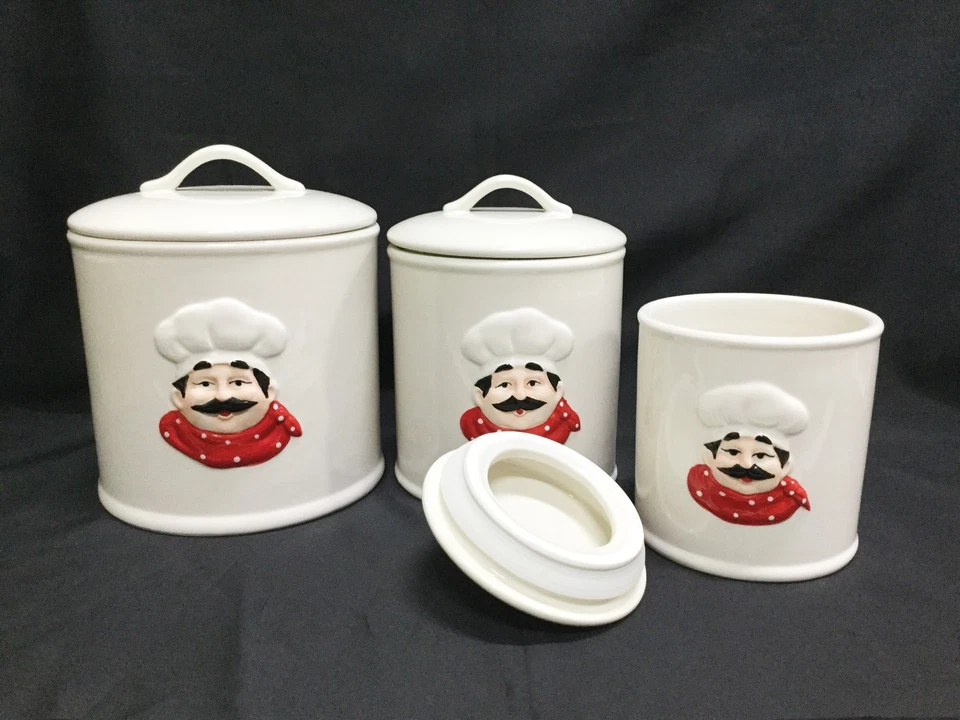 New Sealing Ceramic “Chef” Canisters Set of three (188-8001) - Image 2 of 4