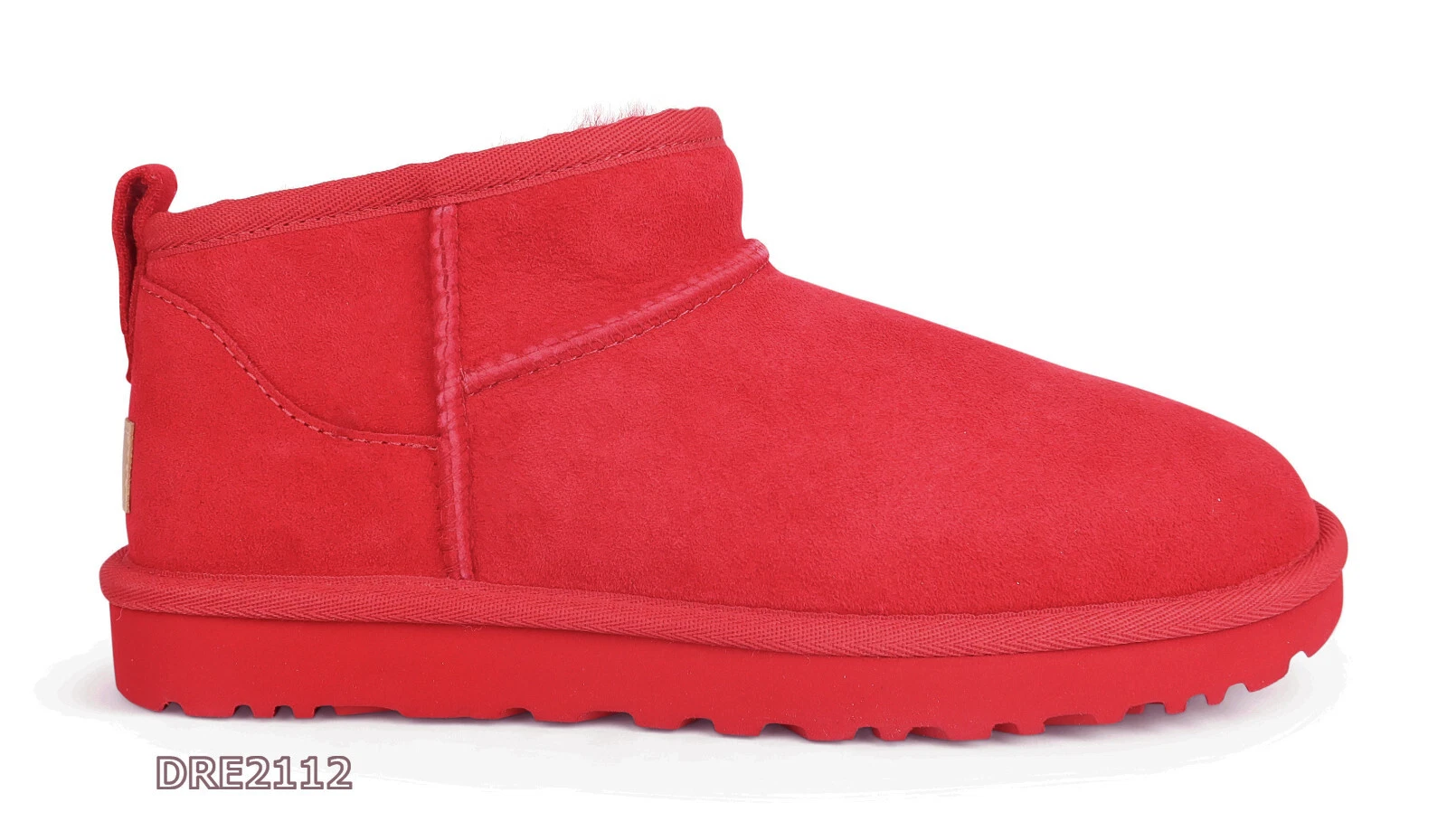 Stivali UGG Classic Ultra Mini Samba Rosso TNL Pelliccia Donna Taglia 7 *Nuovi con scatola*