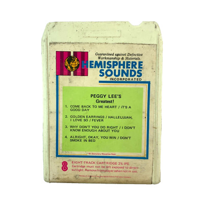 Peggy Lee's Greatest! 8-Track Tape 1035 Hemisphere Sounds Untested